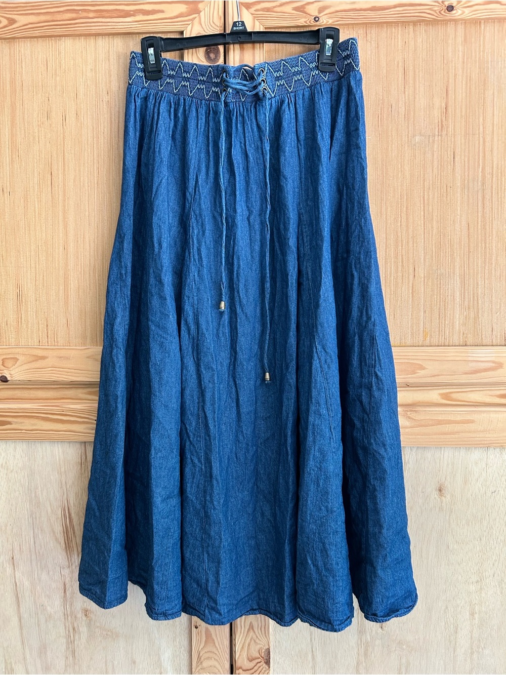 Indigo & Lace Blue Maxi Skirt with Drawstring Waist Sz XL